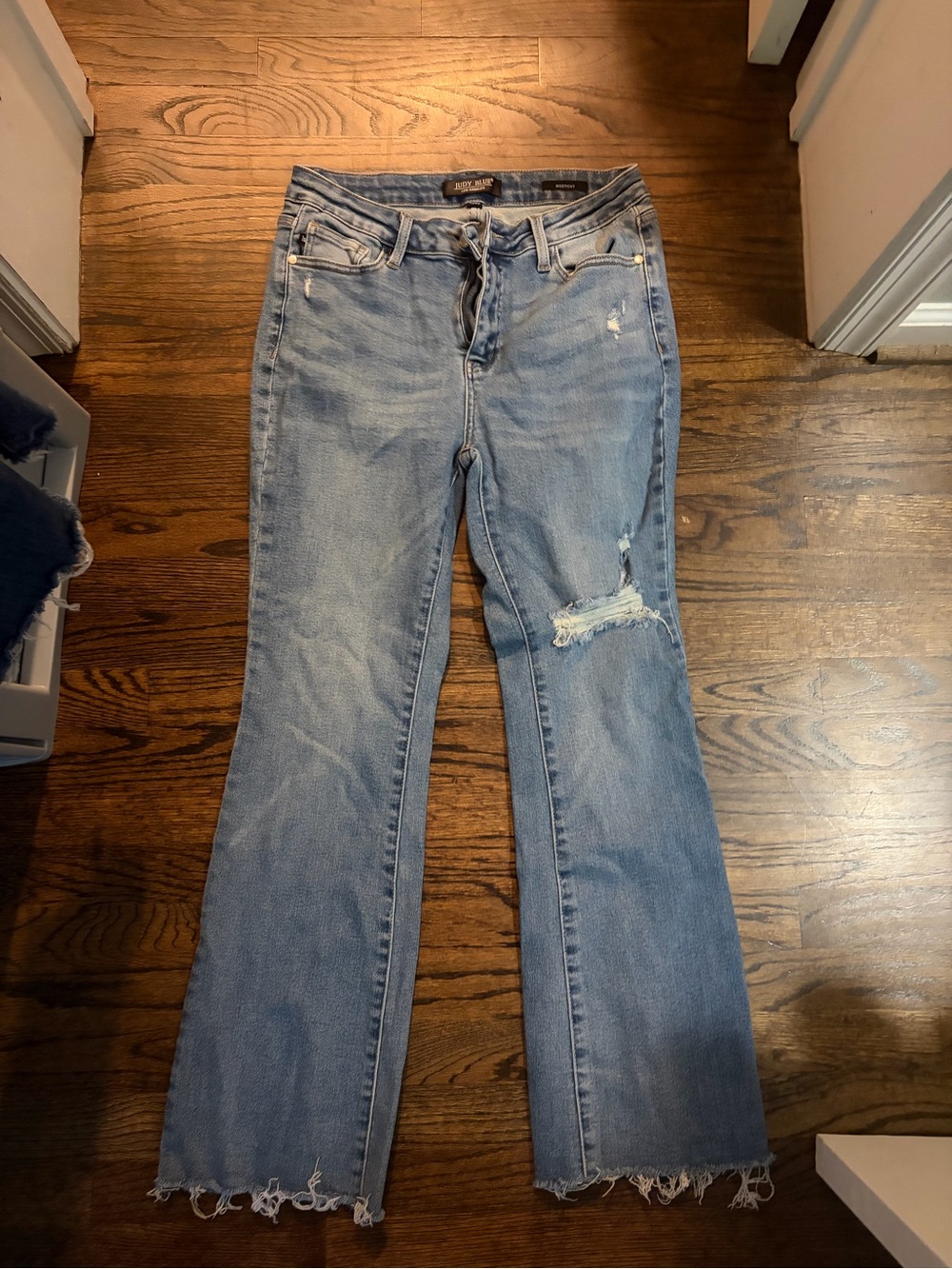 Judy Blue Light Blue Distressed Boot Cut Jeans